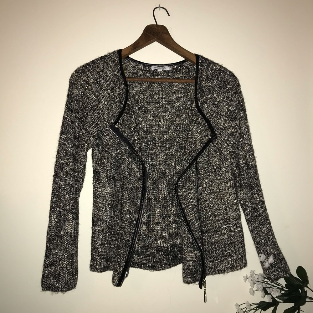 Baciano Zip up cardigan black white silver